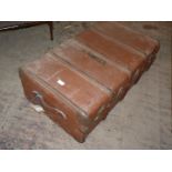A bentwood strapped canvas covered Motor Trunk, 34'' x 20 1/2'' x 12 1/2'' high.