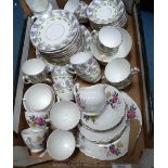 Two part tea sets including; English made "Wem", (some cups a/f) and a part Royal Vale rose pattern.