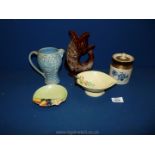 A small quantity of china including brown gurgle jug, Carlton ware dashes,