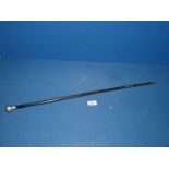 A black Swagger Stick with white metal knob.