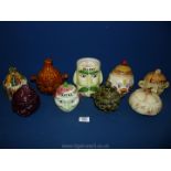 Nine sauce pots including beetroot, onion, apple sauce, celery etc by Sadler,