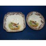 Two Spode woodland scene fruit Bowls, with snipe bird decoration.