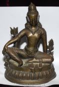 A good antique Nepalese bronze figure of the seated Tara,