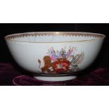 A rare Chinese armorial punch bowl, c.