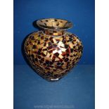 A brown and gold coloured mosaic Vase, 13" tall.