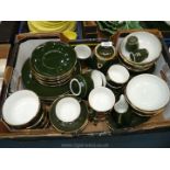 A fifty-five piece Apilco France dinnerware and tea set (in green/gold) to include tea cups,