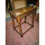 A good reproduction Oak Joynt Stool having turned legs and perimeter stretchers,