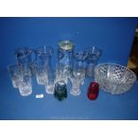 A quantity of glass to include a kilner jar, five cut glass lemonade glasses,
