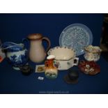 A quantity of china to include a Victoria ware large blue/white jug,