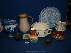 A quantity of china to include a Victoria ware large blue/white jug,