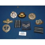 A quantity of assorted military badges and insignia.