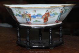 A 19th c. Chinese famille rose bat shaped Bowl