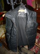 A Vintage Black Leather Gilet by Two Stoned, size S - As new.