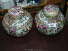 Two oriental Ginger Jars with lids,