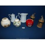 A small quantity of china including a Crown Devon red ginger jar,