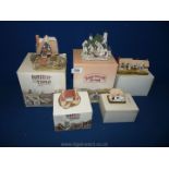 Five boxed Lilliput Lane Cottages including 'The Fisherman's Wharf','Woodcutter', Inglewood',
