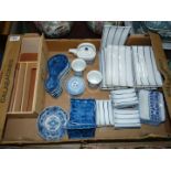 A quantity of Chinese/sushi dishes, various sizes, gourd shaped dishes, miniature saki teapot,