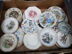 A quantity of small china Plates including, 'Dr Franklin's Maxim's' BW and Co,