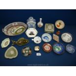 A quantity of trinket dishes including Limoges, Wedgwood, Jasperware, pot with lid,