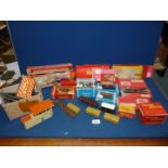 A quantity of 00 gauge railway track and stock including Hornby Freight-liner wagon,