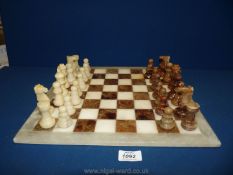 An Italian made onyx/stone chess set, by C.A & A.