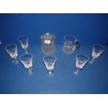 A small quantity of cut glass including six medium size Stuart Crystal wine glasses,