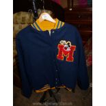 A Mickey Mouse "Mickey & Co by J.G. Hook" navy blue jacket with yellow quilted lining, size XL.