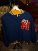 A Mickey Mouse "Mickey & Co by J.G. Hook" navy blue jacket with yellow quilted lining, size XL.
