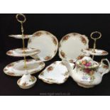 A quantity of Royal Albert "Old Country Roses" including three tier and two tier cake stands,