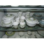 A Noritake Progression part tea set to include a large meat plate and two tureens with lids,