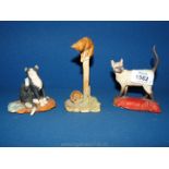 Three Border Fine Arts cat ornaments.