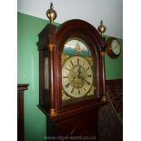 A fine quality Oak cased Long-case Clock having a brass face with three rocking galleons under full