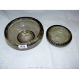 Two Whitefriars smoky glass controlled bubble bowls.