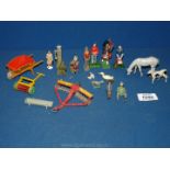 A quantity of hollow cast toys including Britain's, agricultural, Dinky , animals, garden tools,