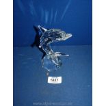 A cut glass crystal Dolphin, 6" tall.