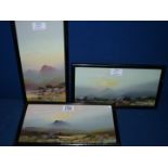 Three Frank Holme watercolours of moorland landscapes, all signed and in original frames.