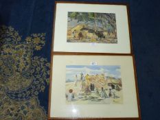 Two signed Watercolours of Indian village life.