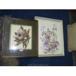 A Watercolour of exotic flowers by Vera Baker and one of Clematis signed Asher.