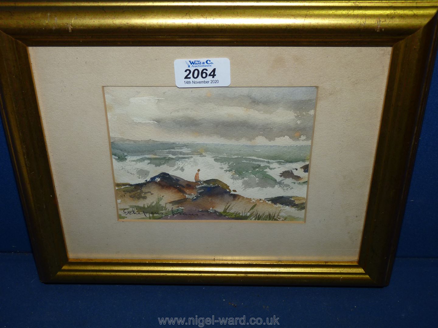 A watercolour ''Seascape'', signed Helen Schepens-Kraus.