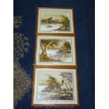 Three framed oriental prints,