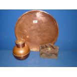 A large copper Charger 17" diameter,