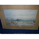 A panoramic Watercolour of a coastal scene by William Henry Dyer.