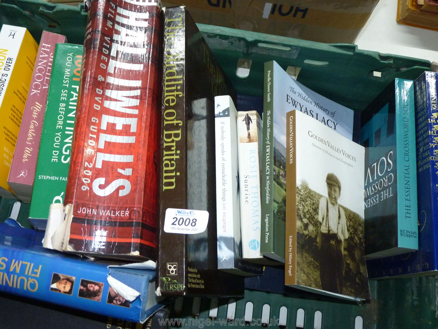 A crate of books to include Golden Valley Voices, Film guides etc.