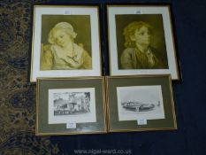 Two framed Jean-Baptiste Grueze prints 'Young Boy' and 'Young Girl',