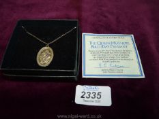 A sterling silver chain and birthday pendant marked 'The Queen Mother, 4th August 1980' on edge,