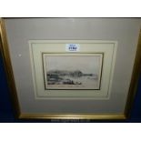 A framed 19th c. Lithograph of Minehead, Somerset.