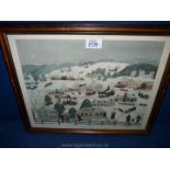 A pencil signed Grandma Moses Print, Winter Twilight.