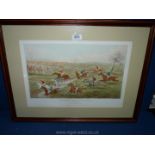 A framed and mounted Aylesbury Grand Steeplechase Print - "The Brook Scene" 1866.