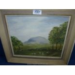 A framed Oil on board entitled verso 'Slemish from Buckna', signed lower right E. Holmes, 15" x 13".