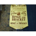 An advertising poster for Neil Gwynne Theatre for Hinge and Bracket, 14th September 1981.